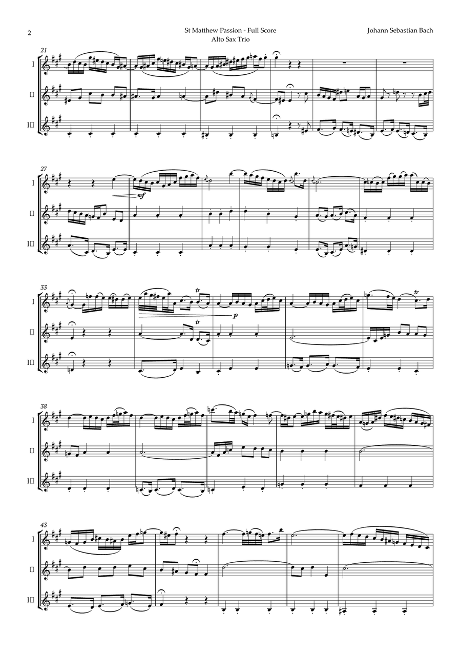 Aus Liebe will mein Heiland sterben by Bach for Alto Sax Trio Woodwind Trio scores gallery preview page 2