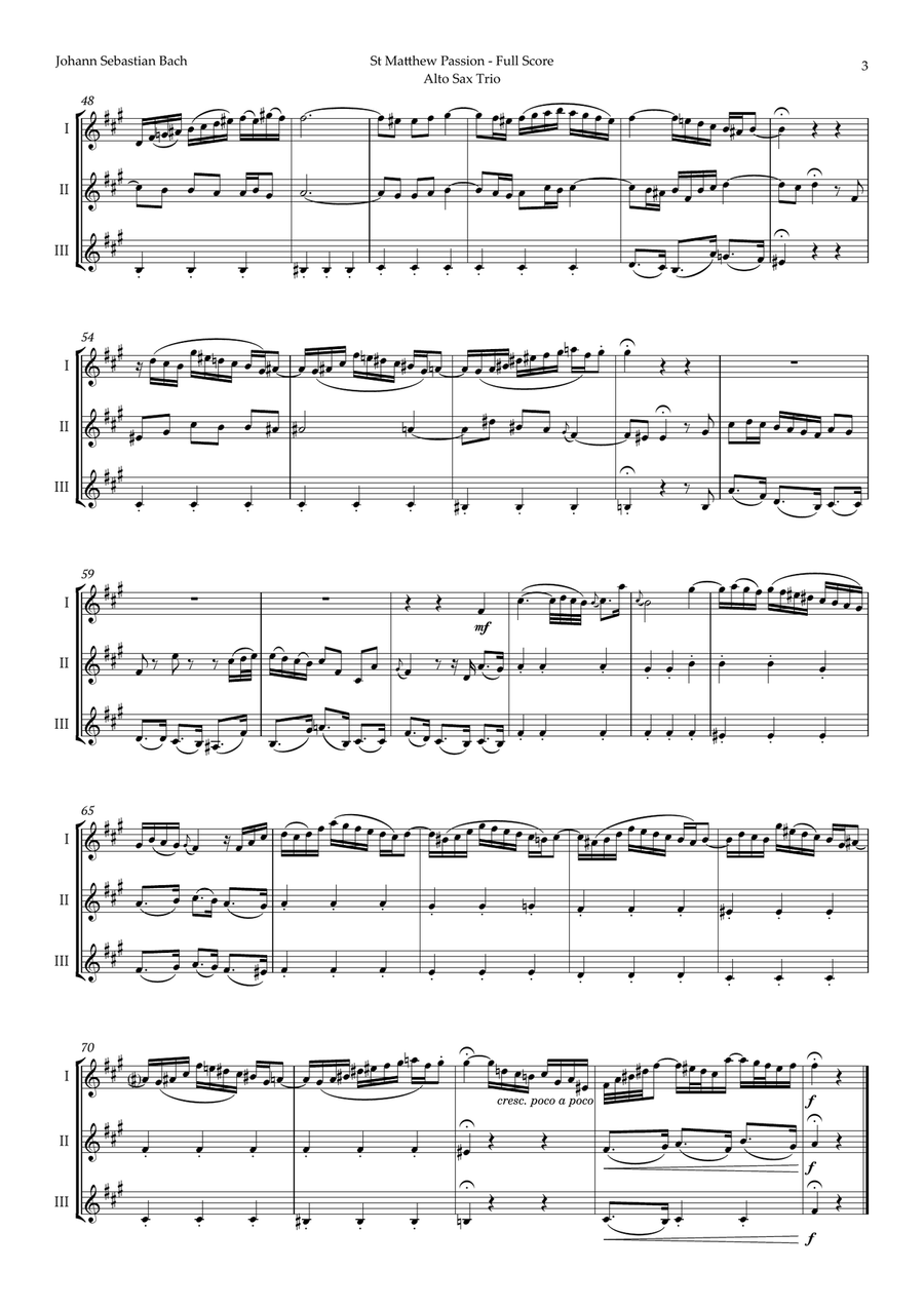 Aus Liebe will mein Heiland sterben by Bach for Alto Sax Trio Woodwind Trio scores gallery preview page 3