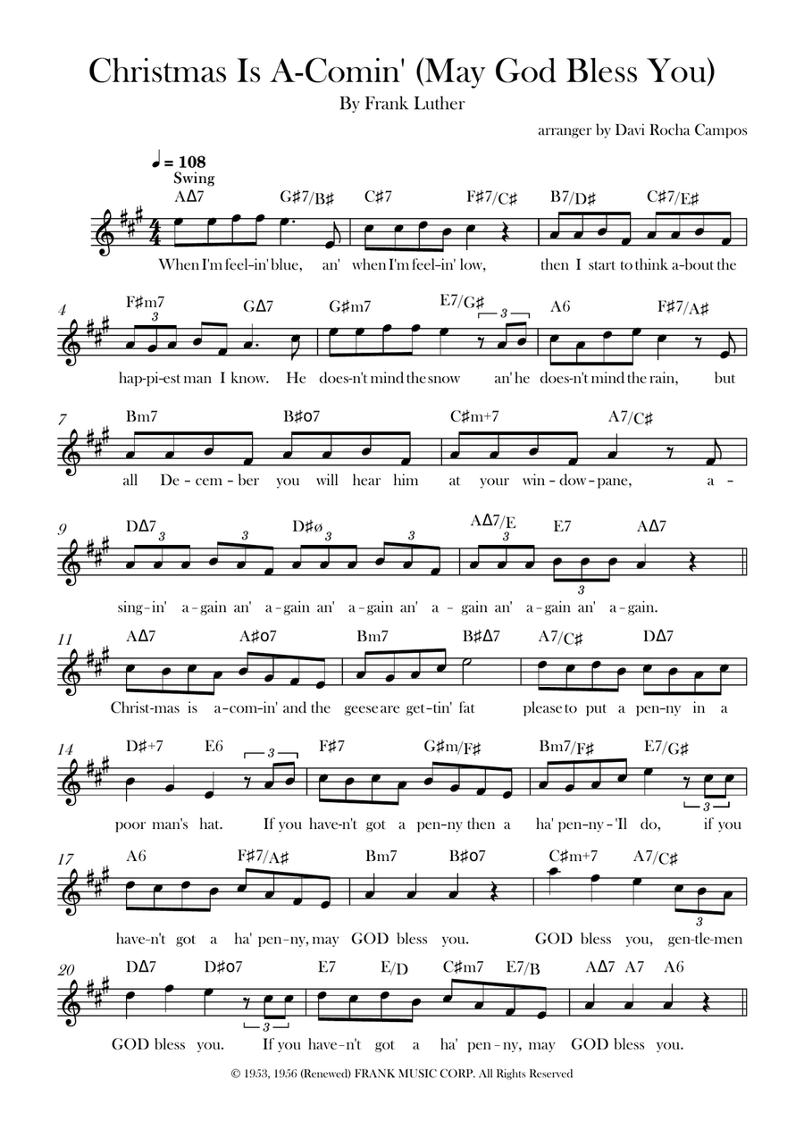 Christmas Is A-Comin' (May God Bless You) Piano scores gallery preview page 1