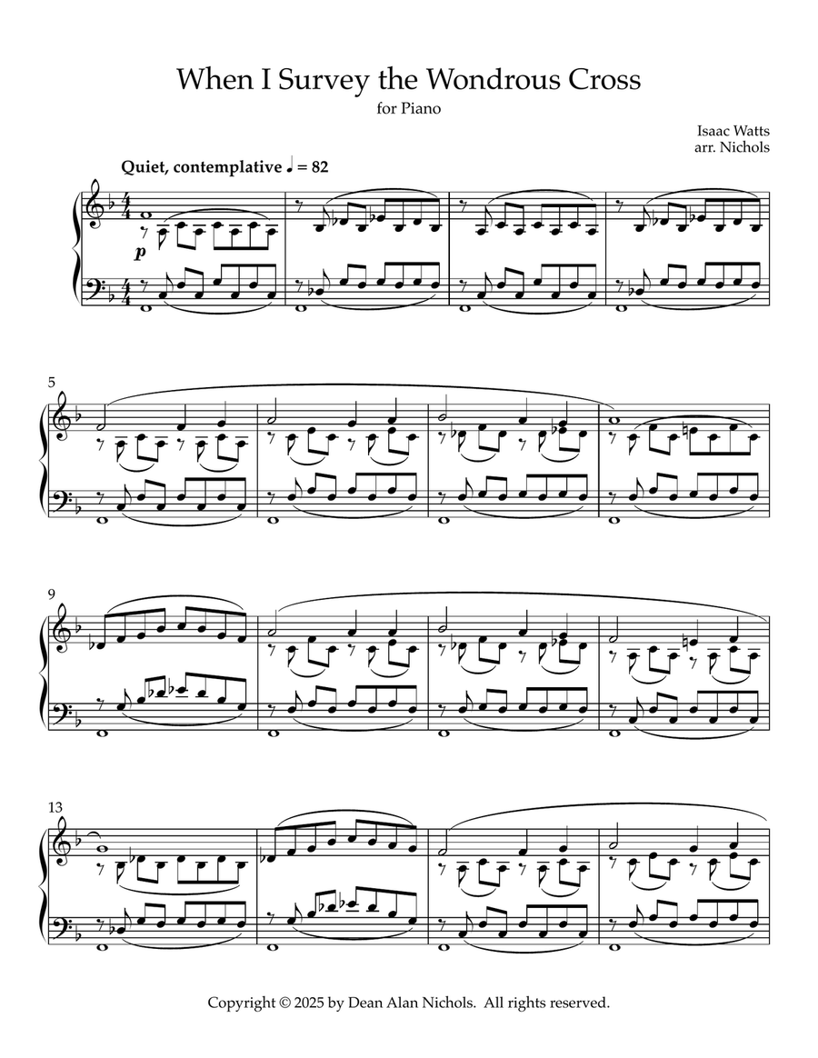 When I Survey the Wondrous Cross Piano Solo scores gallery preview page 1