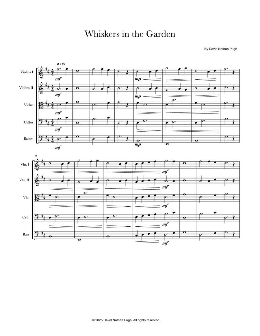 Whiskers in the Garden String Orchestra scores gallery preview page 1
