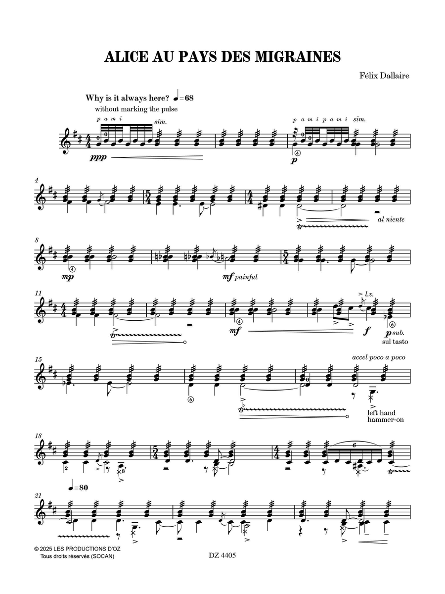 Alice au pays des migraines Classical Guitar scores gallery preview page 2