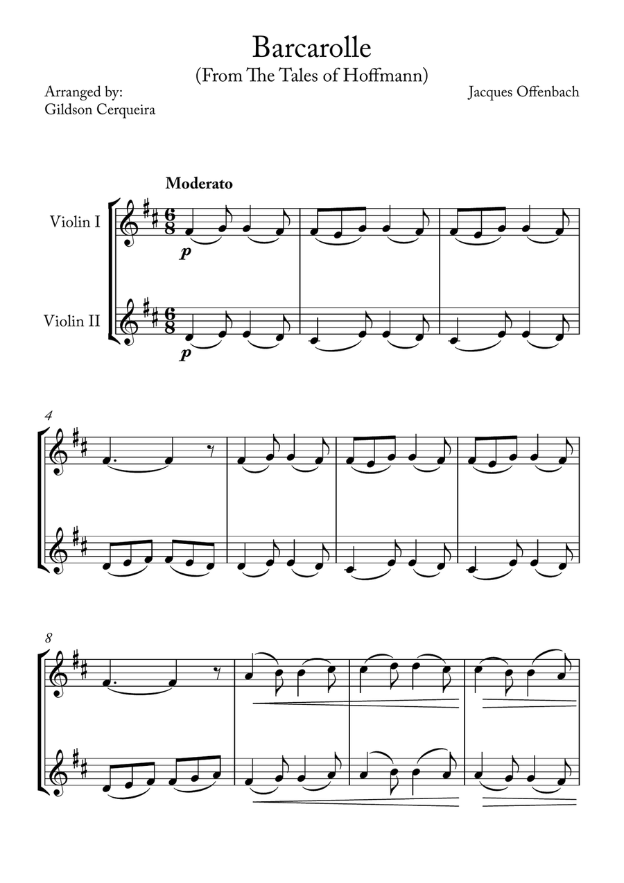 Barcarolle Barcarolle String Duet scores gallery preview page 1