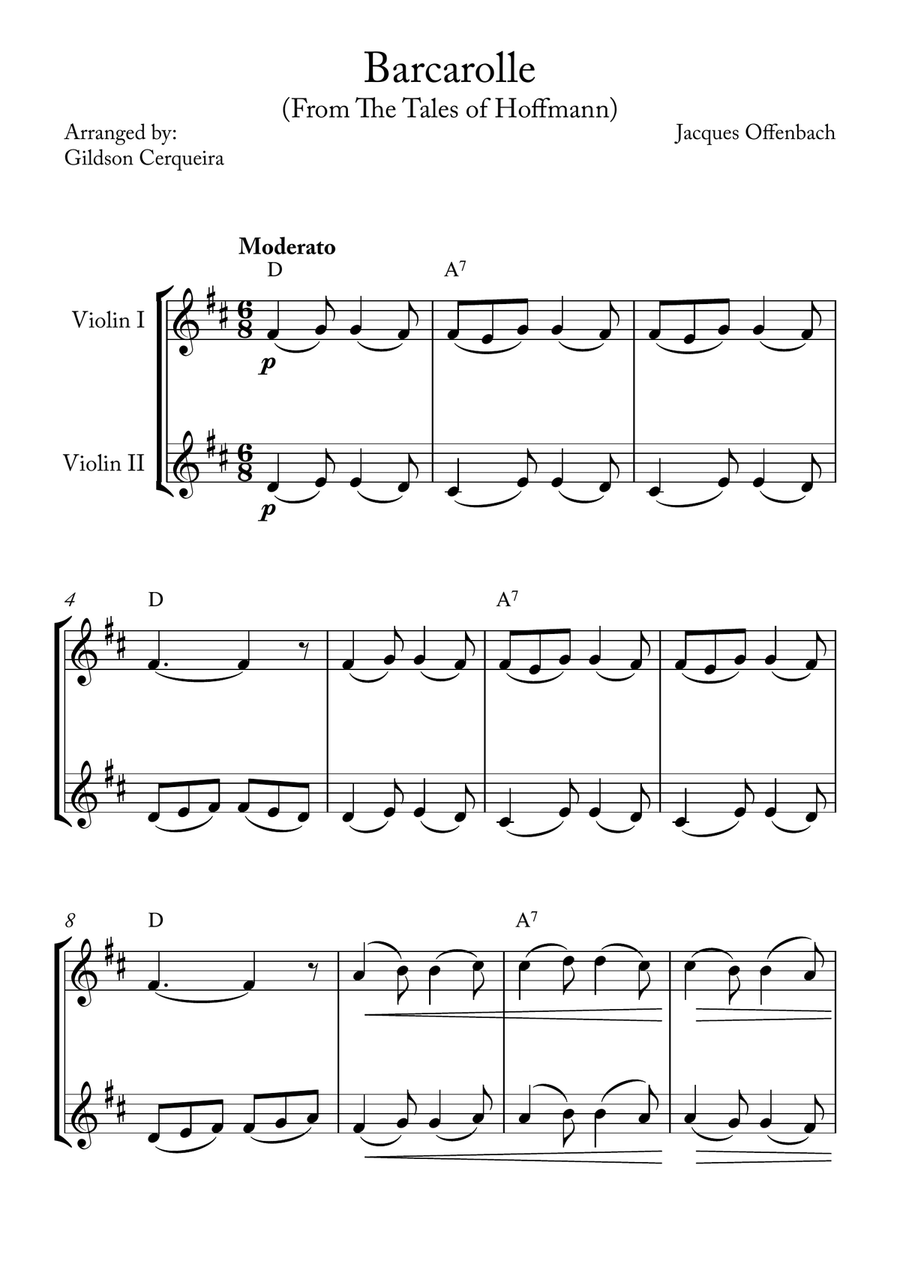 Barcarolle Barcarolle String Duet scores gallery preview page 1