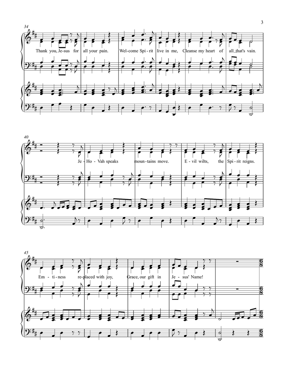 Jehovah Spoke Jehovah Spoke Piano, Vocal scores gallery preview page 3