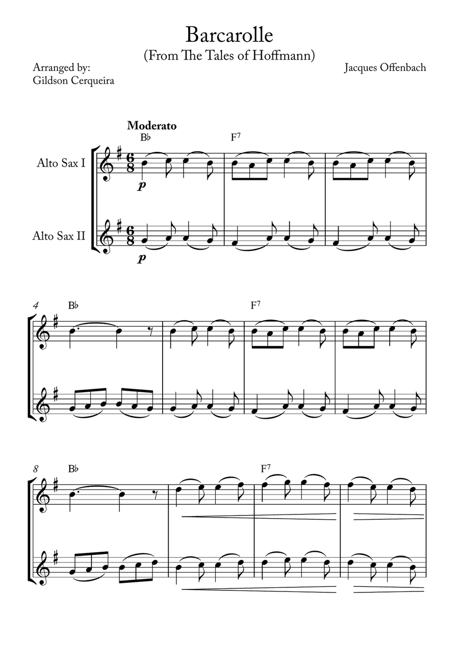 Barcarolle Woodwind Duet scores gallery preview page 1