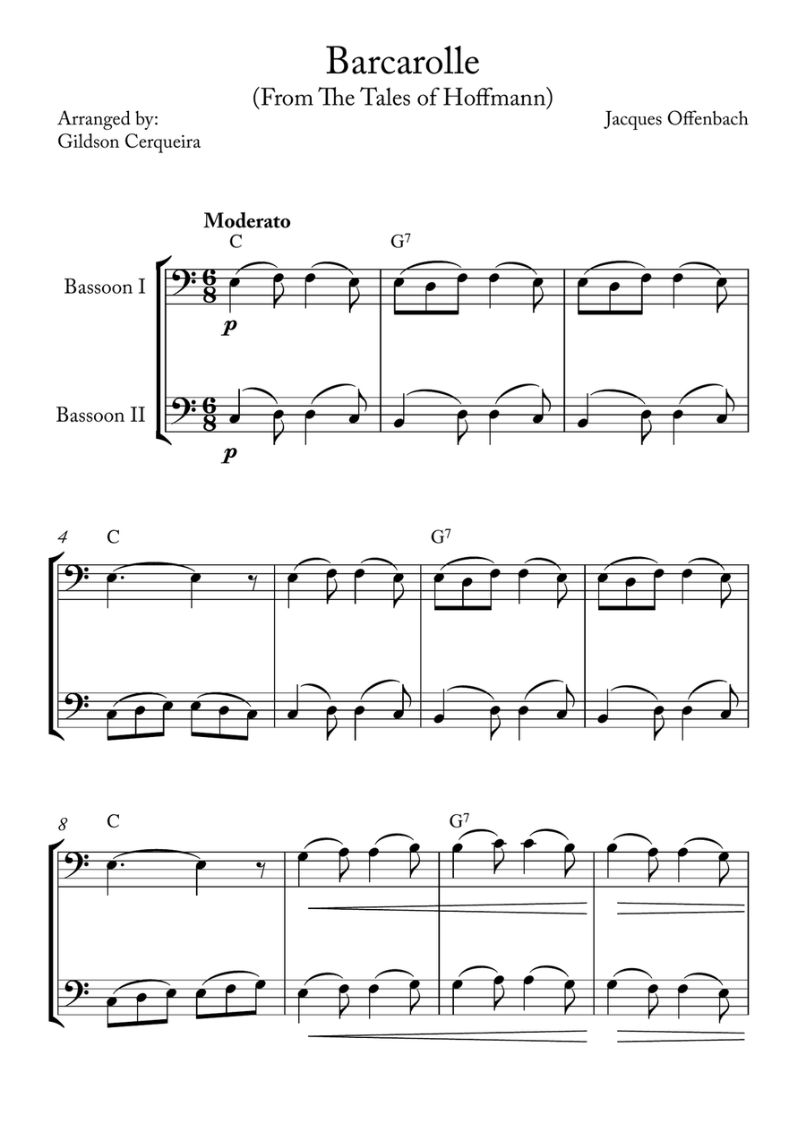 Barcarolle Barcarolle Woodwind Duet scores gallery preview page 1