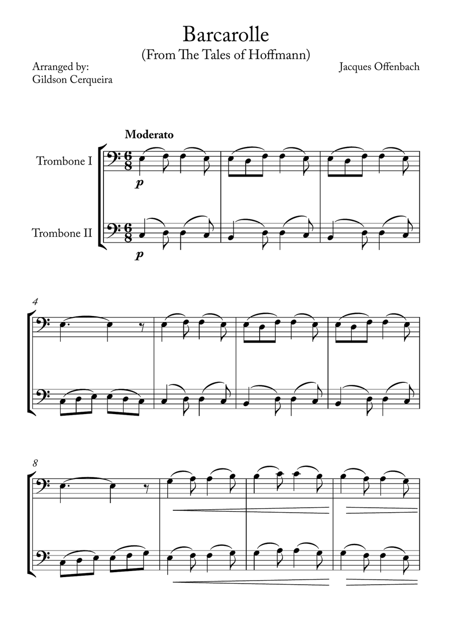 Barcarolle Barcarolle Trombone Duet scores gallery preview page 1