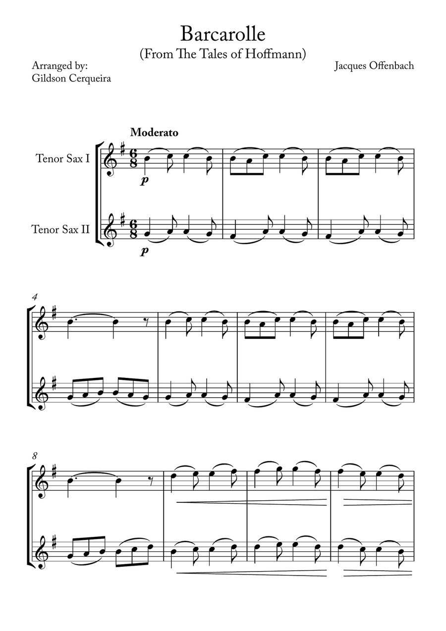 Barcarolle Woodwind Duet scores gallery preview page 1