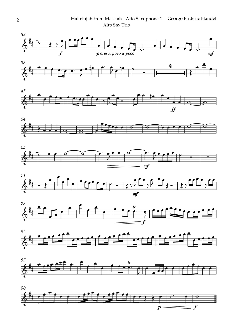 Hallelujah by Friedrich Händel for Alto Sax Trio Woodwind Trio scores gallery preview page 5