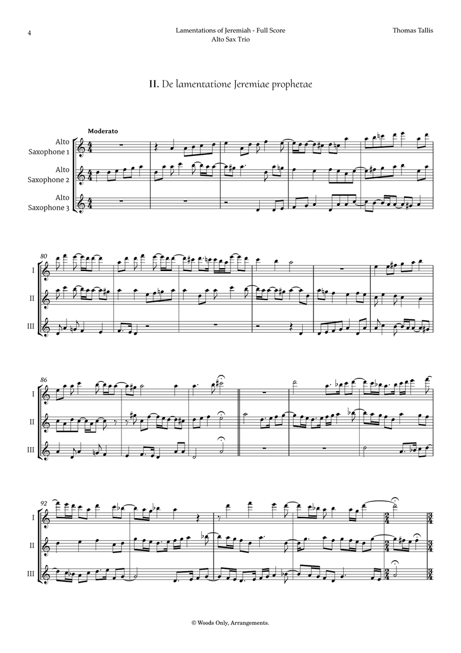 Lamentations of Jeremiah by Thomas Tallis for Alto Sax Trio Woodwind Trio scores gallery preview page 4