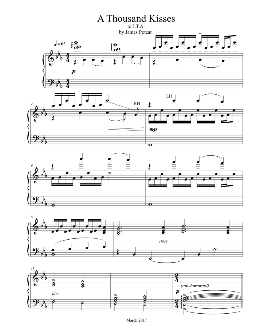 A Thousand Kisses A Thousand Kisses Piano Solo scores gallery preview page 1