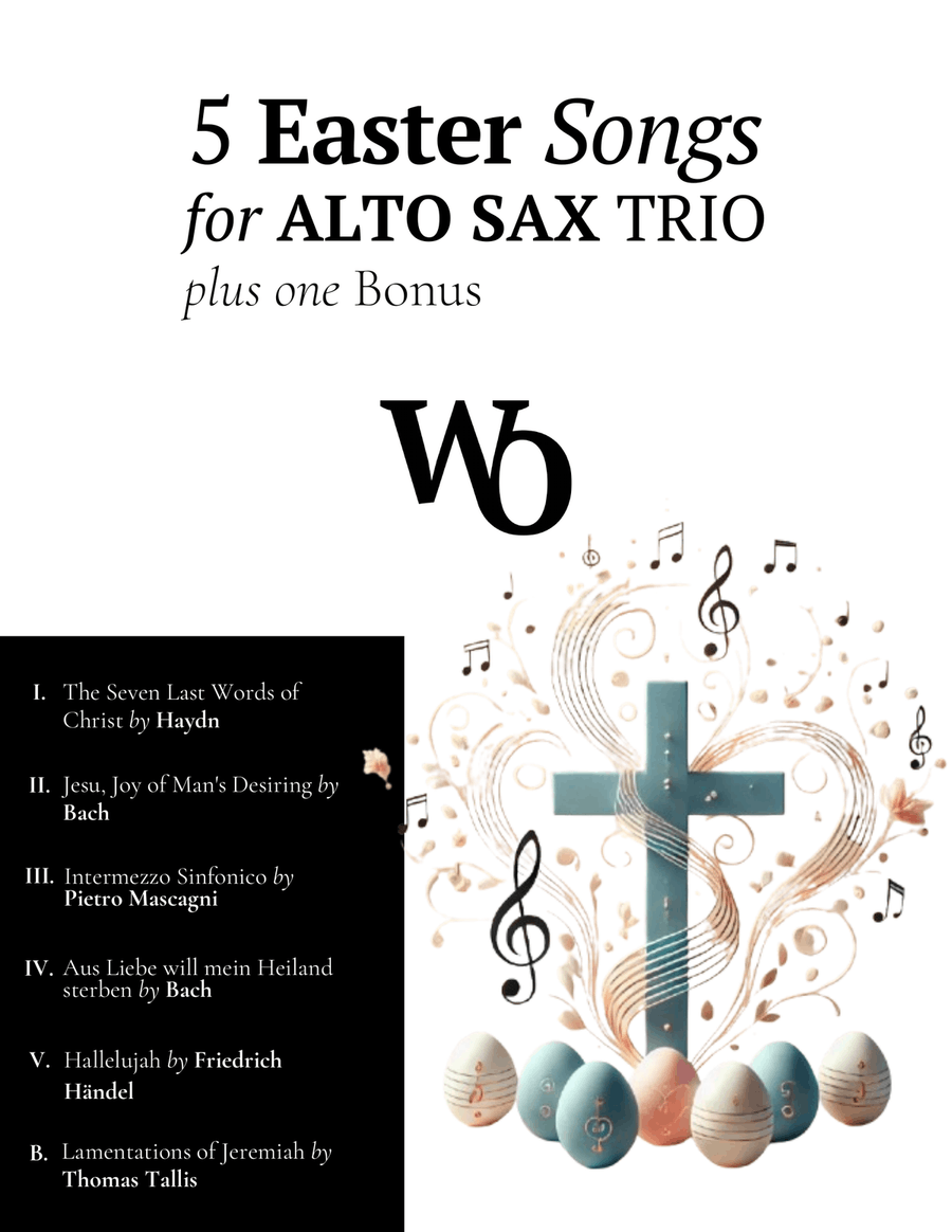 5 Easter Songs for Alto Sax Trio plus one Bonus Woodwind Trio scores gallery preview page 1