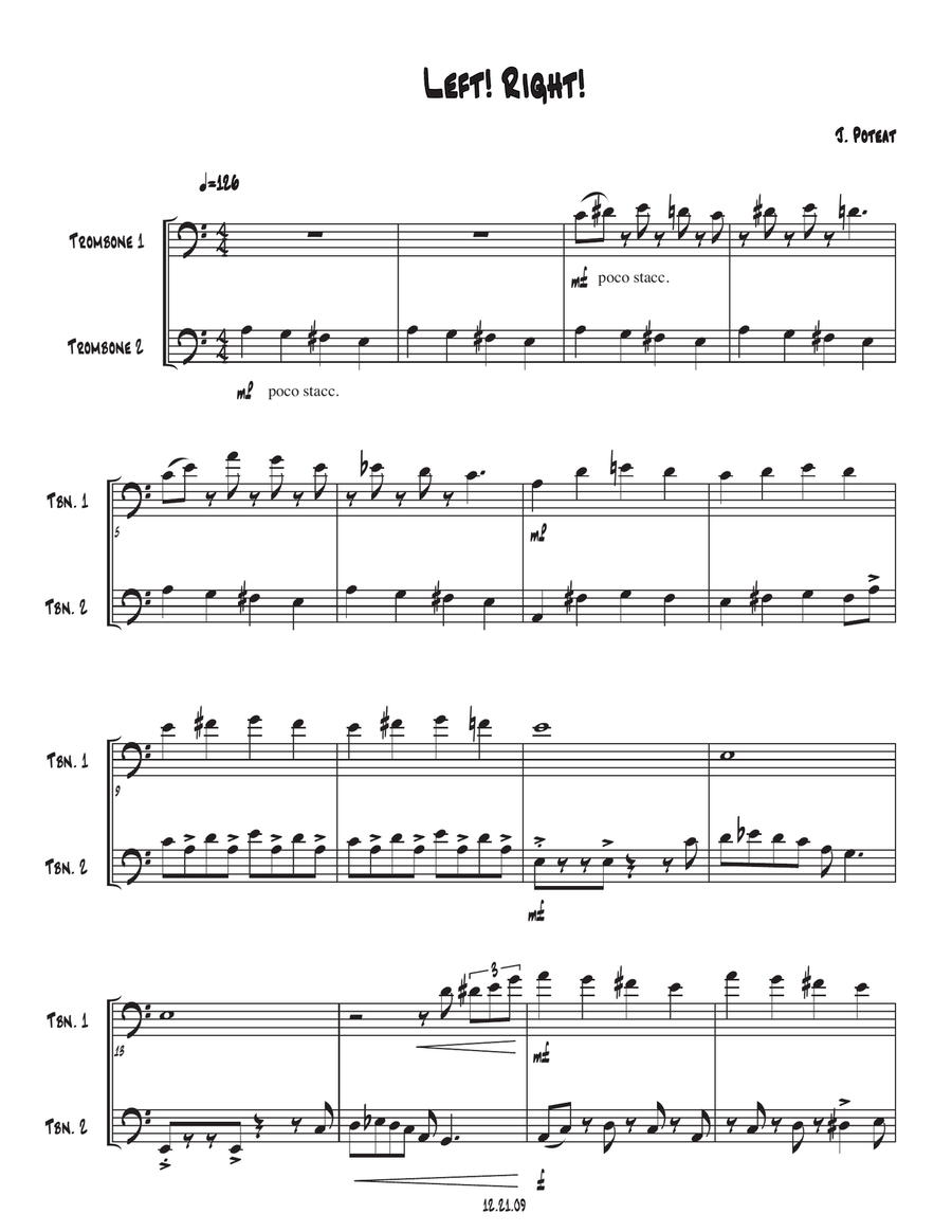 Left! Right! Left! Right! Trombone Duet scores gallery preview page 1