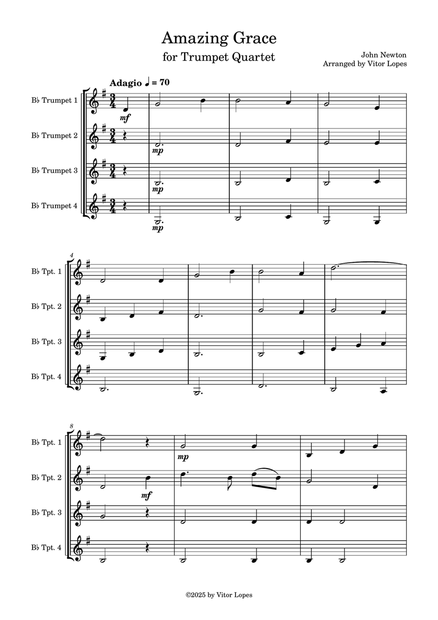 Amazing Grace Amazing Grace Brass Quartet scores gallery preview page 1