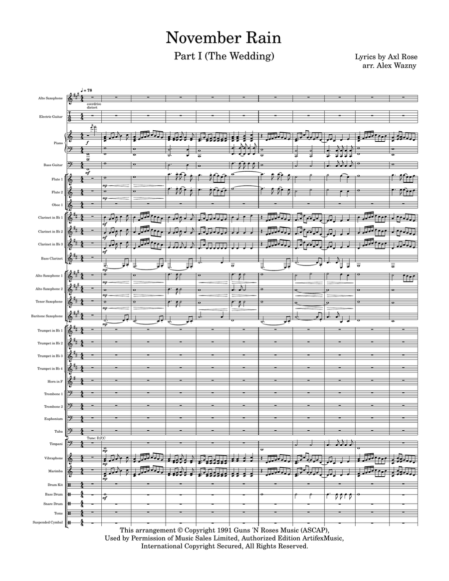 November Rain November Rain Concert Band scores gallery preview page 1