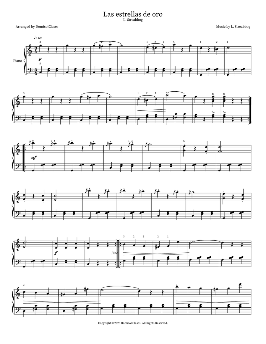 Las estrellas de oro Las estrellas de oro Easy Piano scores gallery preview page 1