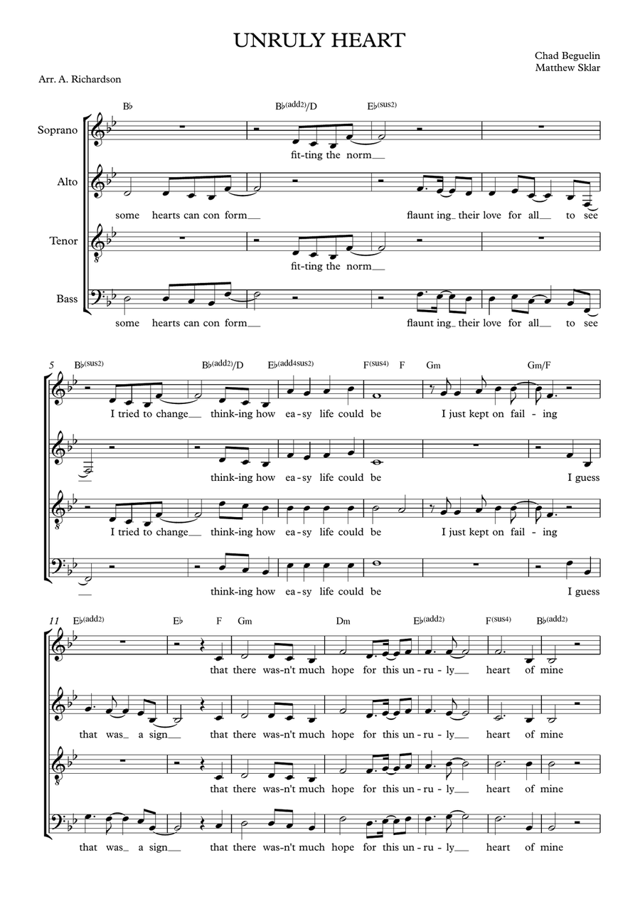 Unruly Heart Unruly Heart 4-Part scores gallery preview page 1