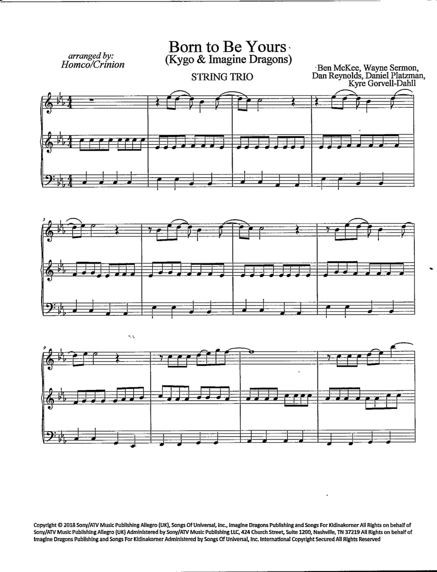 Born To Be Yours Born To Be Yours String Trio scores gallery preview page 2