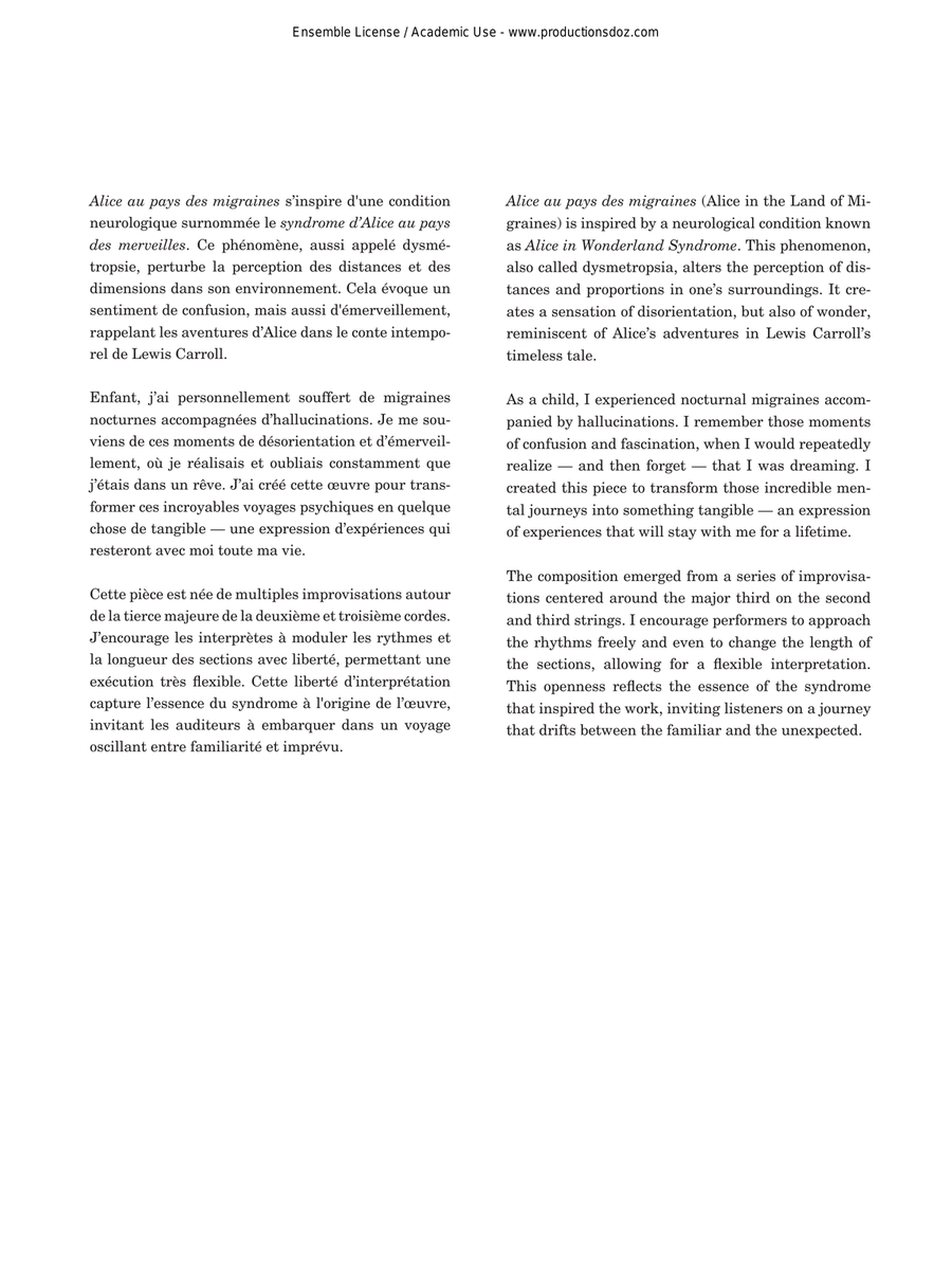 Alice au pays des migraines Classical Guitar scores gallery preview page 2