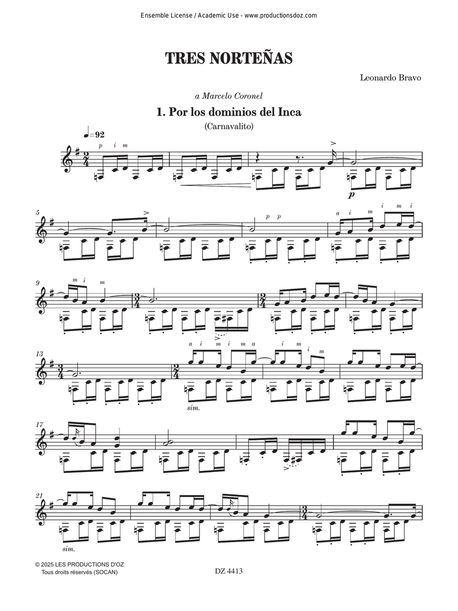 Tres Norteñas Classical Guitar scores gallery preview page 3