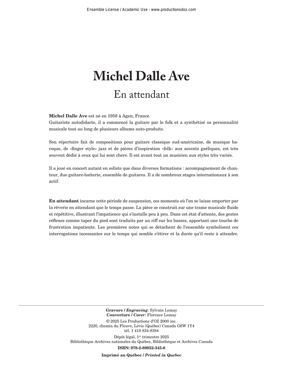 En attendant Classical Guitar scores gallery preview page 1