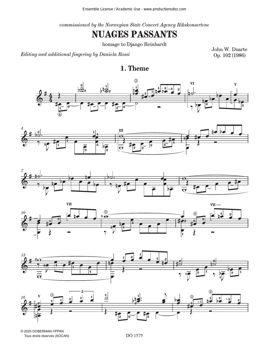 Nuages passants Classical Guitar scores gallery preview page 3