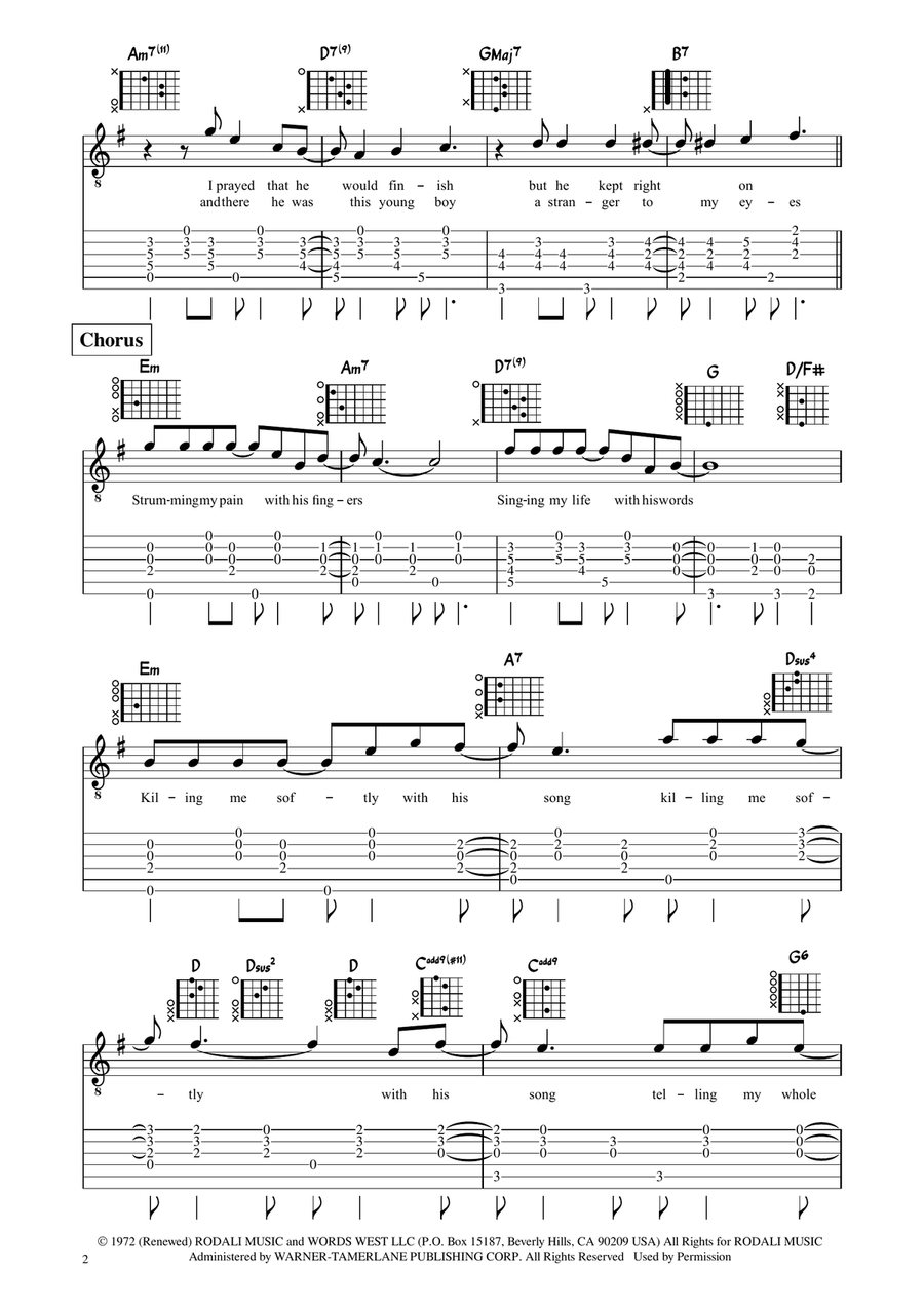 Killing Me Softly With His Song Acoustic Guitar scores gallery preview page 2