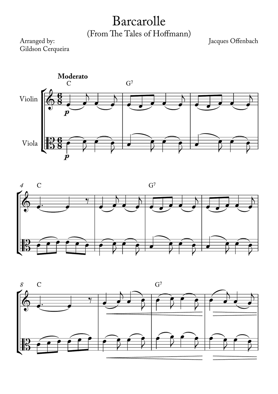 Barcarolle Barcarolle String Duet scores gallery preview page 1
