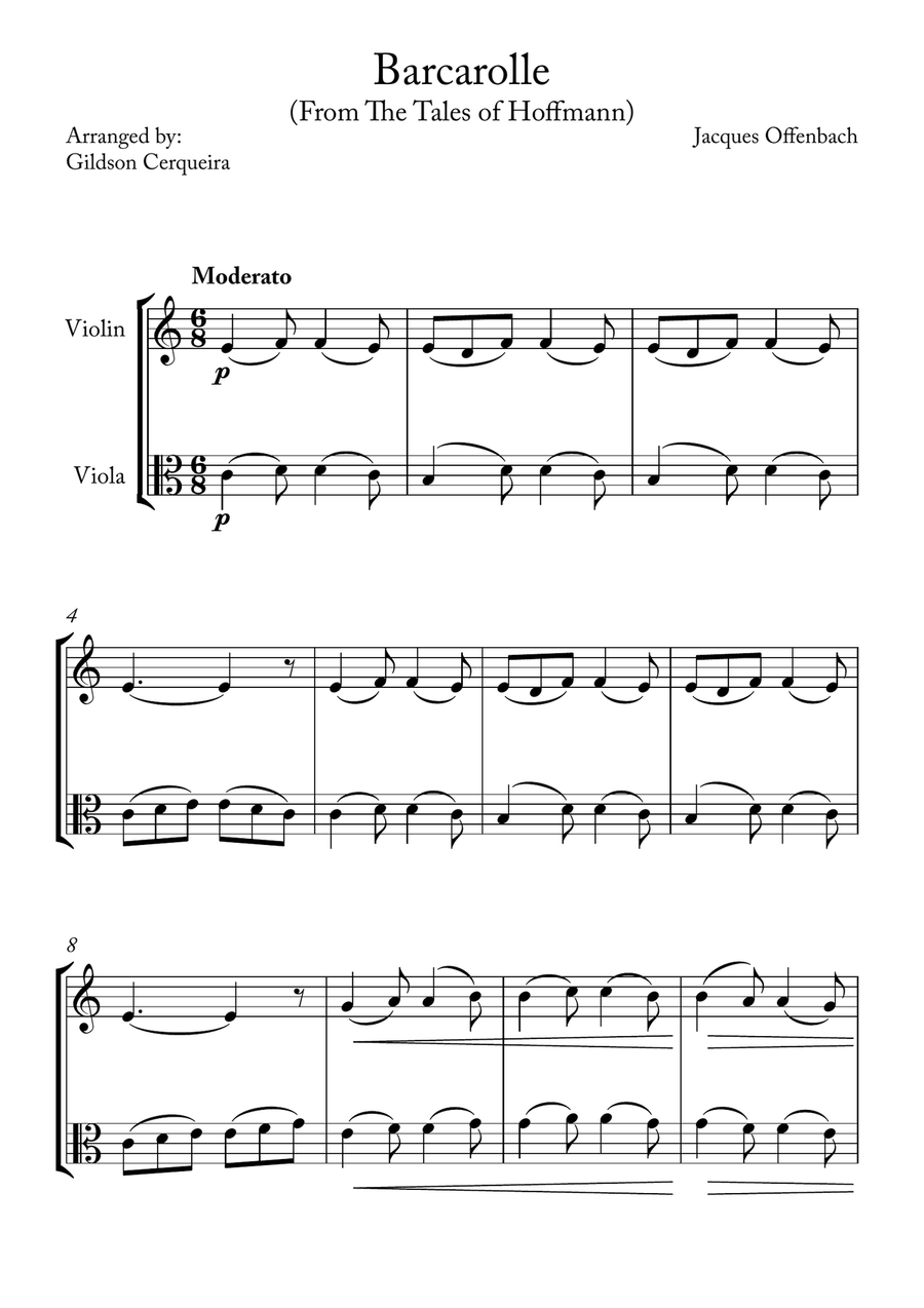Barcarolle Barcarolle String Duet scores gallery preview page 1