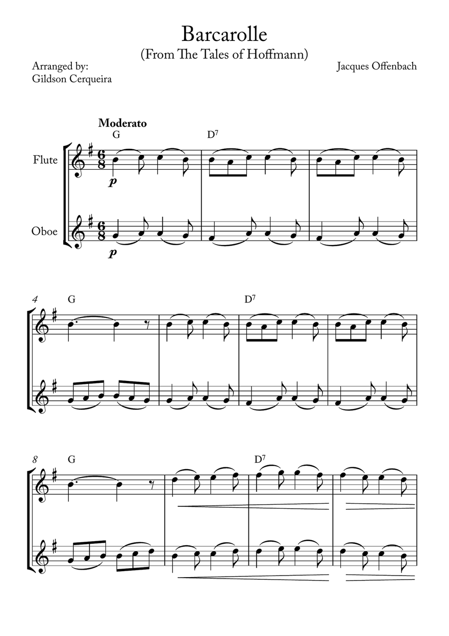 Barcarolle Barcarolle Woodwind Duet scores gallery preview page 1