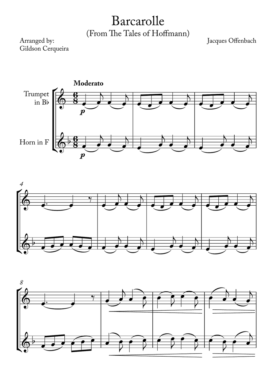 Barcarolle Brass Duet scores gallery preview page 1