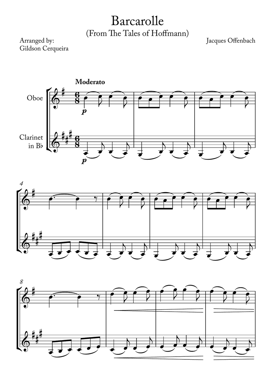 Barcarolle Woodwind Duet scores gallery preview page 1