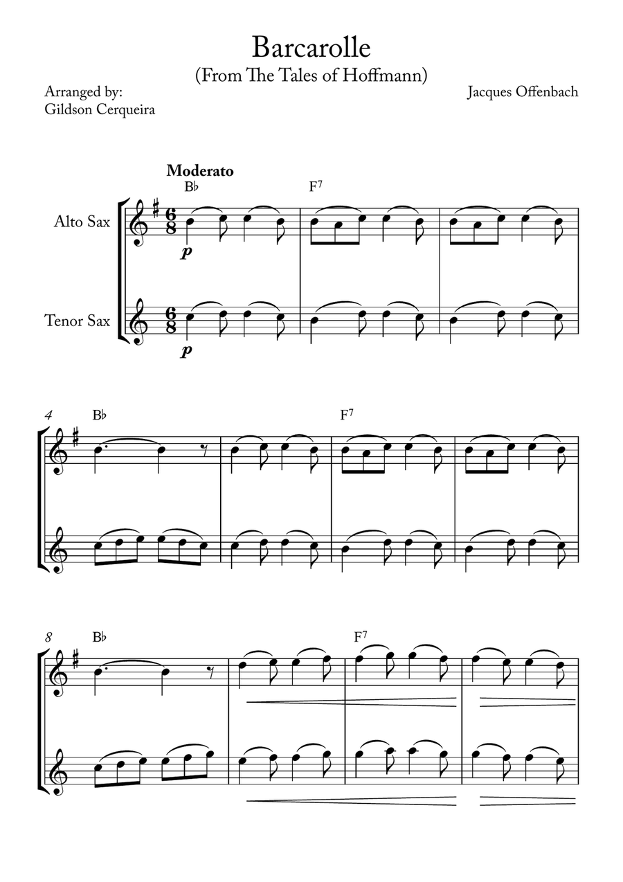 Barcarolle Barcarolle Woodwind Duet scores gallery preview page 1