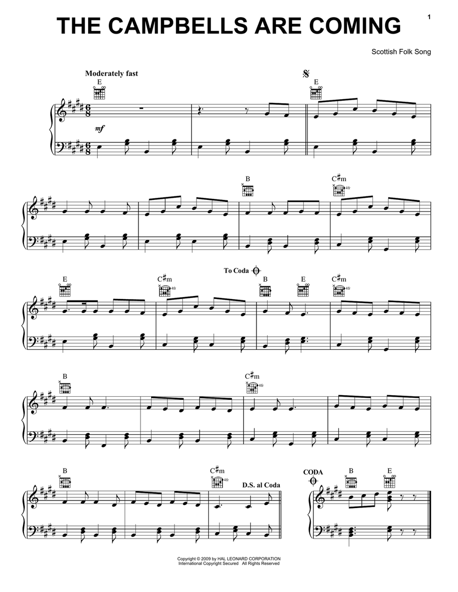 The Campbells Are Coming The Campbells Are Coming Piano Solo scores gallery preview page 1