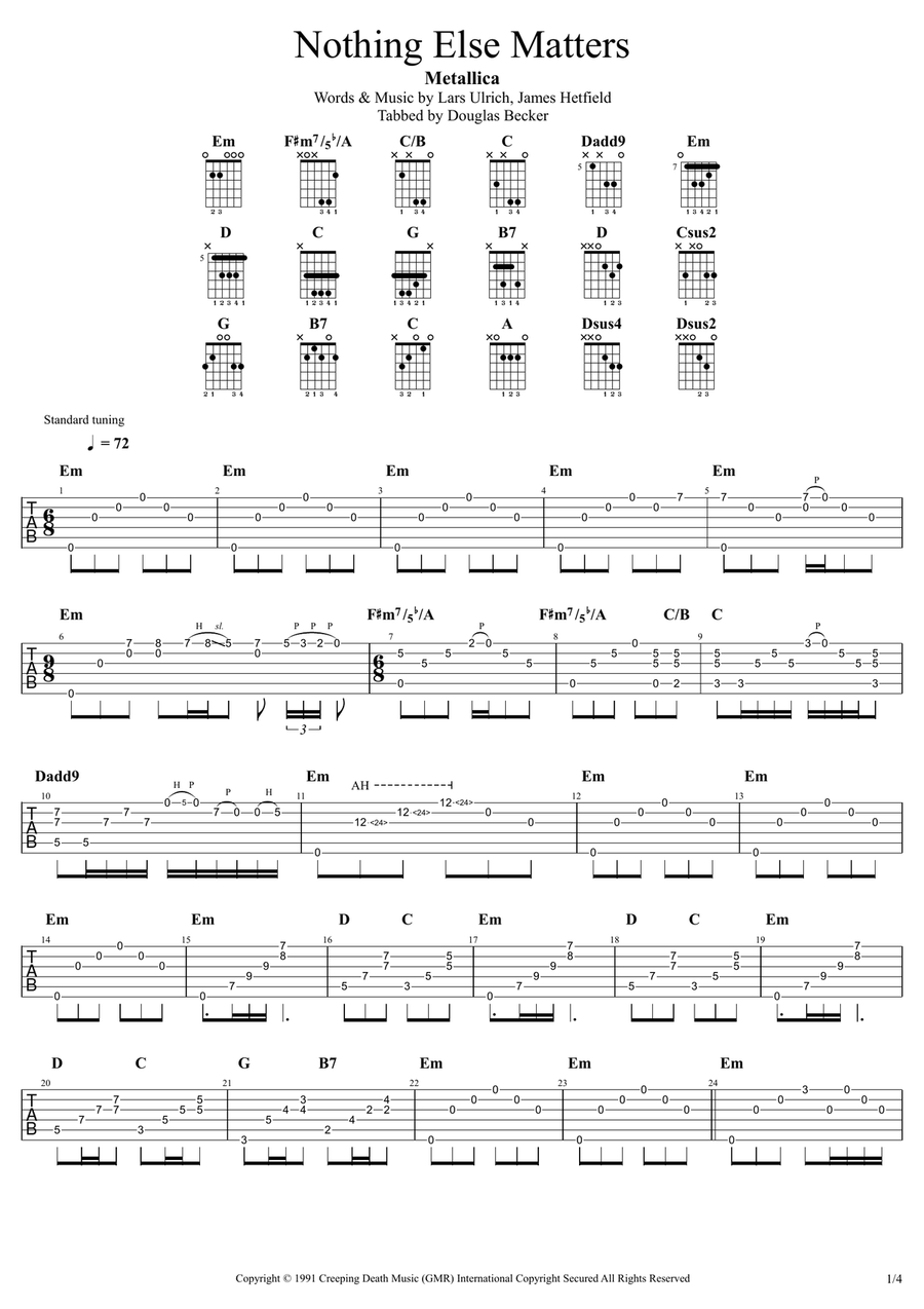 Nothing Else Matters Nothing Else Matters Acoustic Guitar scores gallery preview page 1