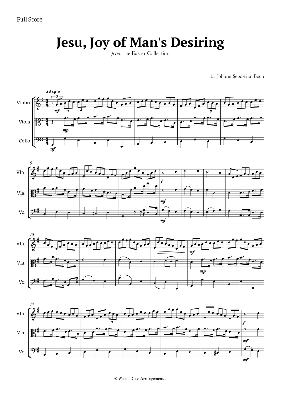 Jesu, Joy of Man's Desiring by Bach for String Trio String Trio scores gallery preview page 1