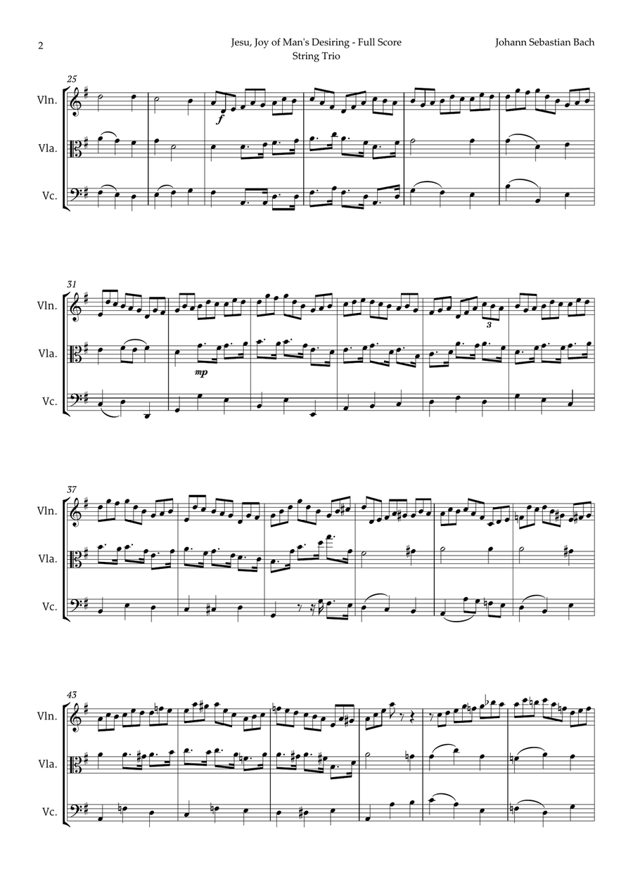 Jesu, Joy of Man's Desiring by Bach for String Trio String Trio scores gallery preview page 2