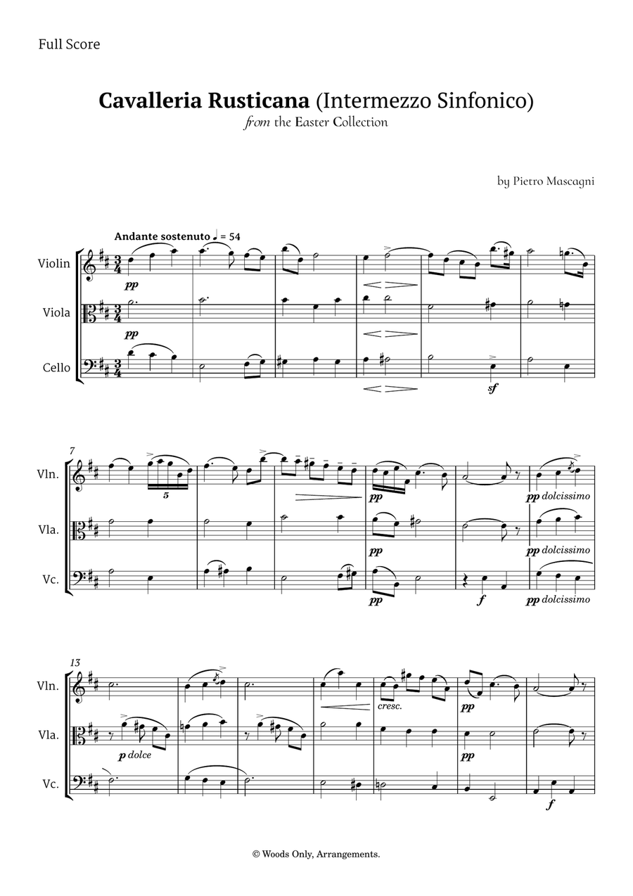 Intermezzo Sinfonico by Pietro Mascagni for String Trio String Trio scores gallery preview page 1