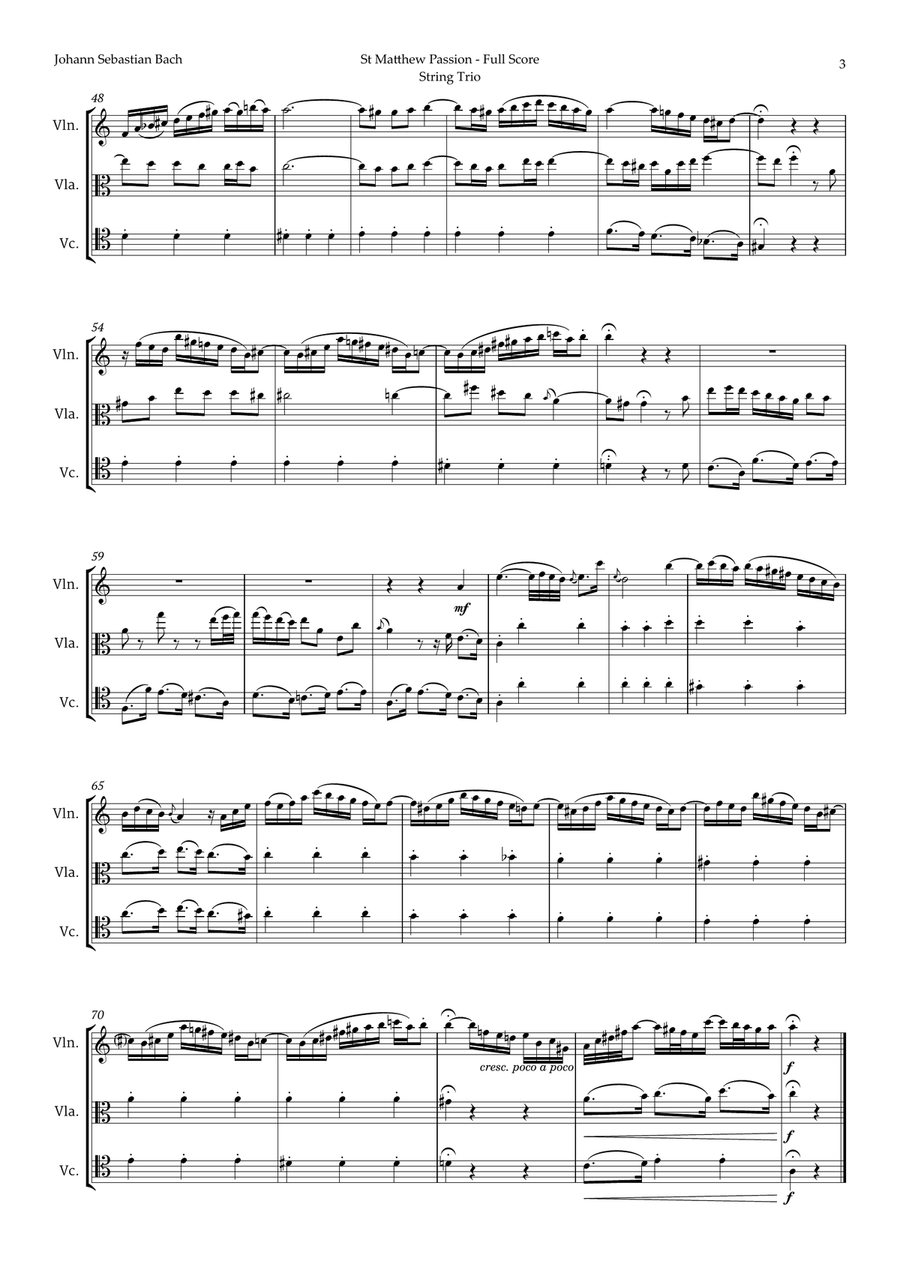 Aus Liebe will mein Heiland sterben by Bach for String Trio String Trio scores gallery preview page 3