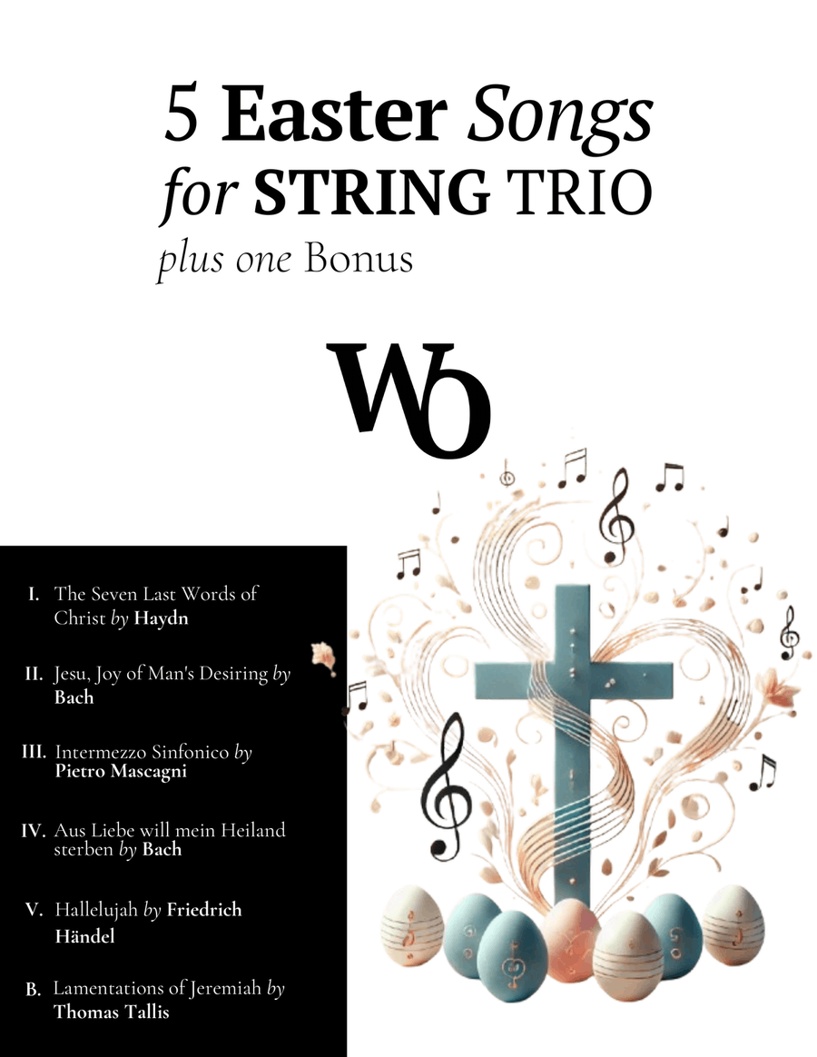5 Easter Songs for String Trio plus one Bonus String Trio scores gallery preview page 1