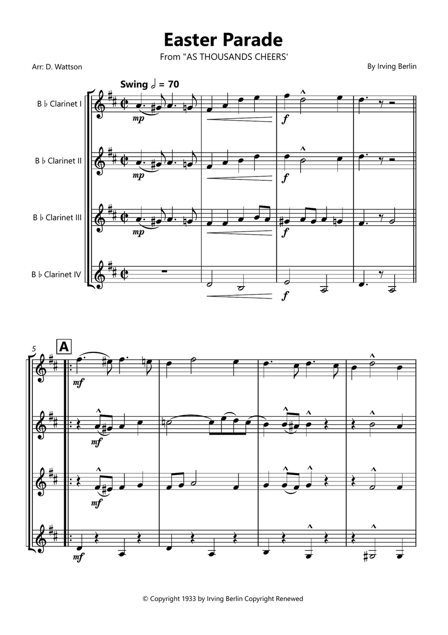 Easter Parade Easter Parade Woodwind Quartet scores gallery preview page 1