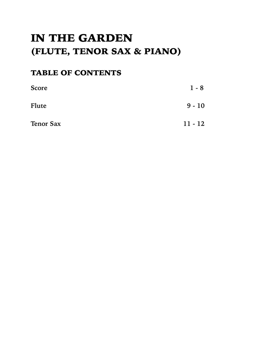 In the Garden (Trio for Flute, Tenor Sax and Piano) Small Ensemble scores gallery preview page 4
