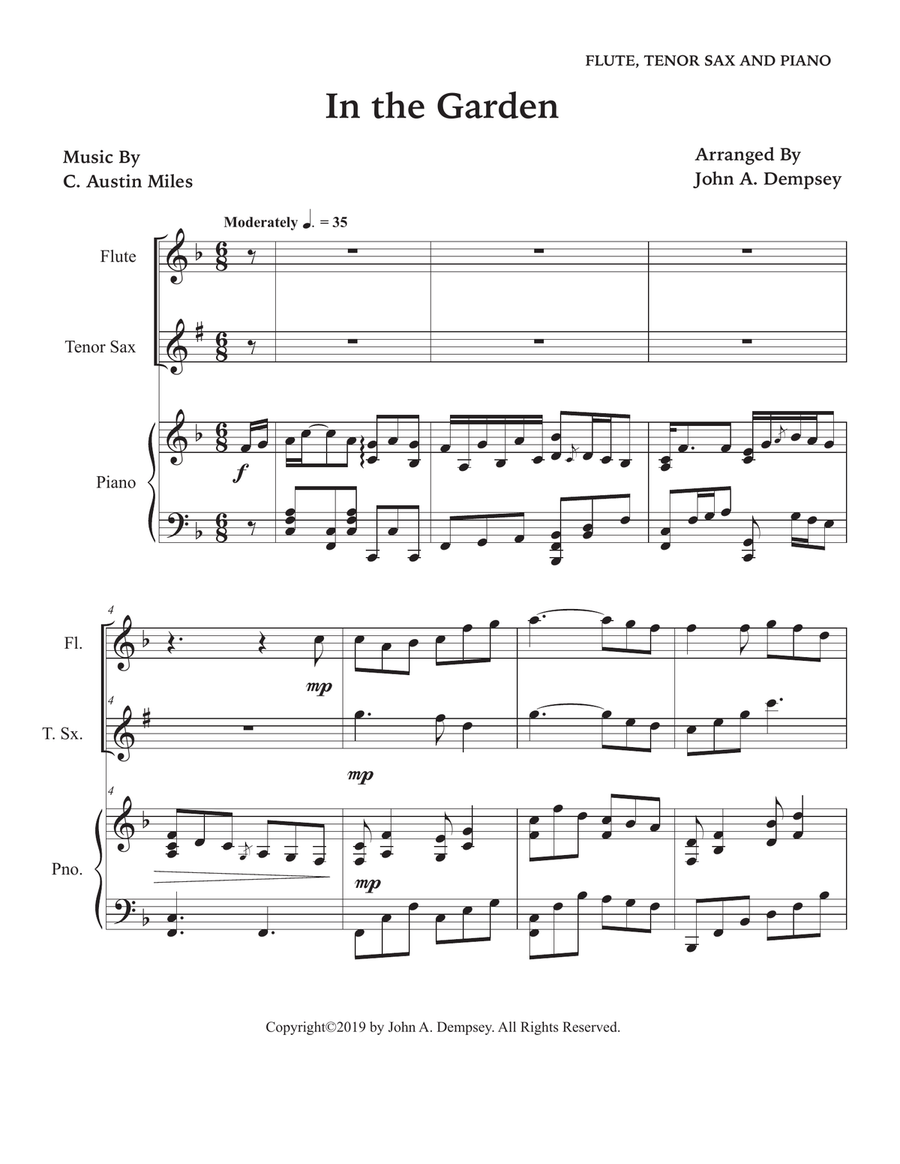 In the Garden (Trio for Flute, Tenor Sax and Piano) Small Ensemble scores gallery preview page 5