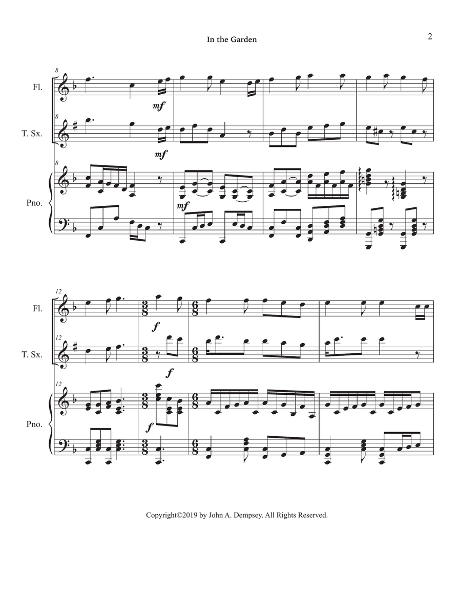 In the Garden (Trio for Flute, Tenor Sax and Piano) Small Ensemble scores gallery preview page 6