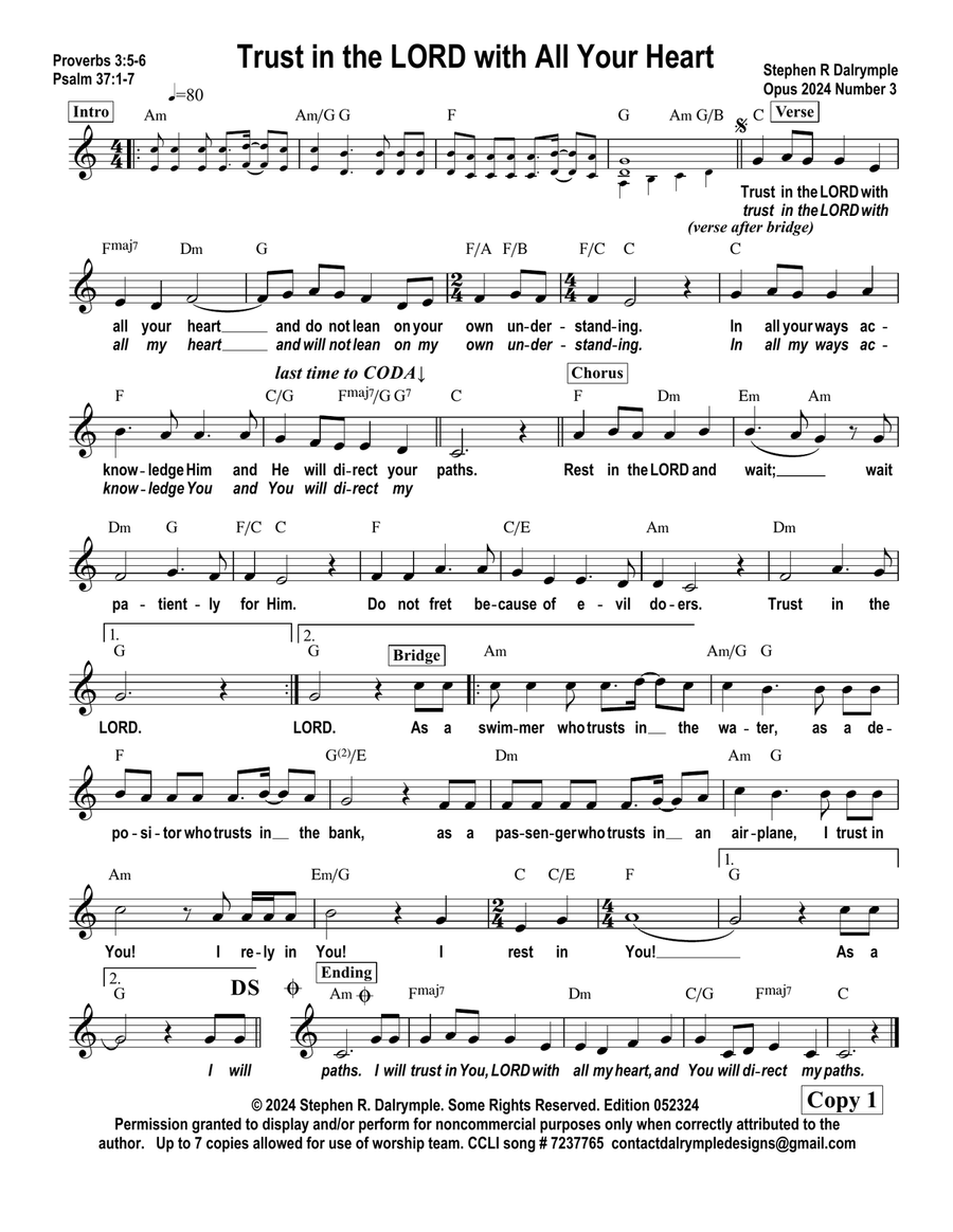 Trust in the Lord with All Your Heart Piano, Vocal scores gallery preview page 1