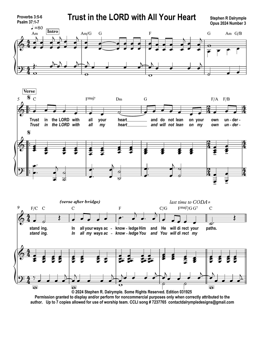 Trust in the Lord with All Your Heart Piano, Vocal scores gallery preview page 2