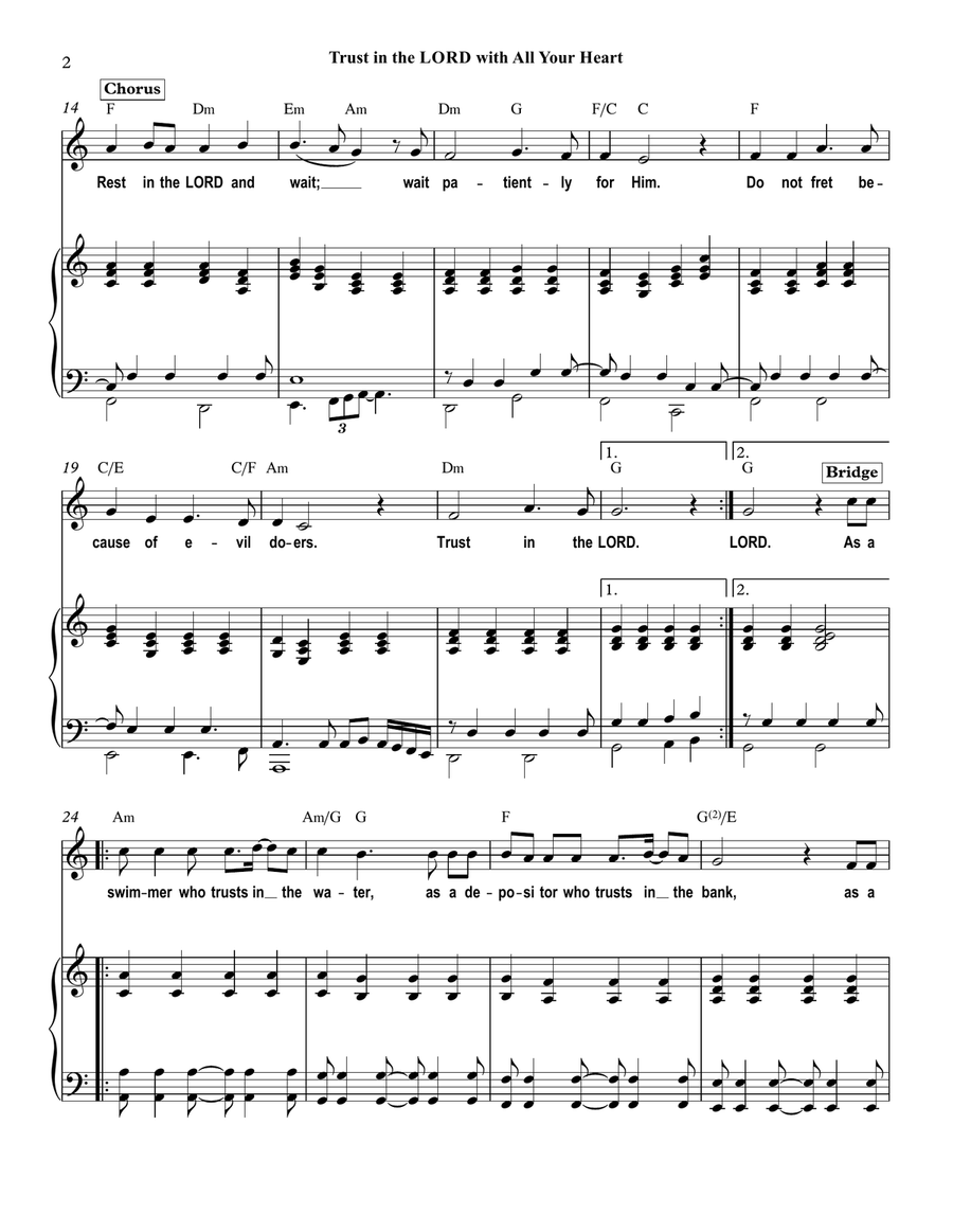 Trust in the Lord with All Your Heart Piano, Vocal scores gallery preview page 3