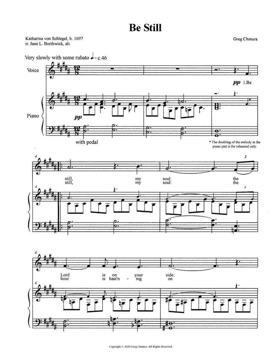 Be Still Be Still Piano, Vocal scores gallery preview page 1
