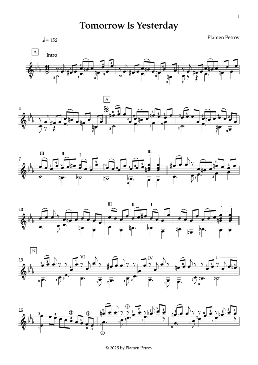 Tomorrow Is Yesterday Tomorrow Is Yesterday Acoustic Guitar scores gallery preview page 1